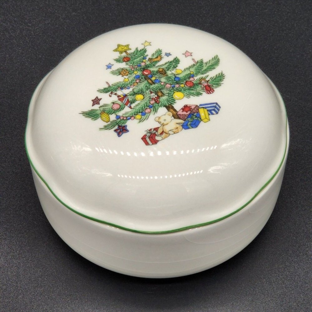 Nikko Japan Christmas Tree Trinket Dish with Lid